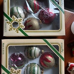 Annalee Red, Gold, and Green Holiday Ornaments